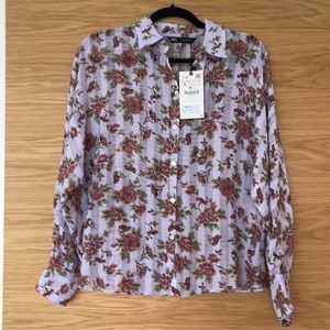 NWT Zara Floral Blouse